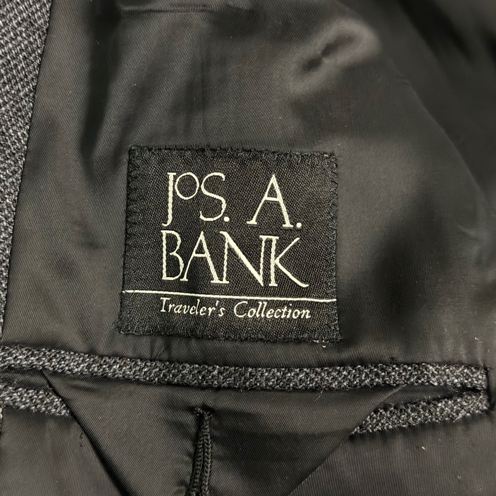 Jos A Bank Traveler's Collection Gray 100% Wool Blazer Sport Coat 46L 01110 - Picture 12 of 16